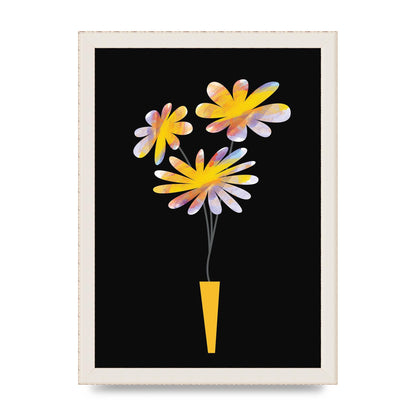 Black Collage Watercolour Vase Wall Art - A4 framed