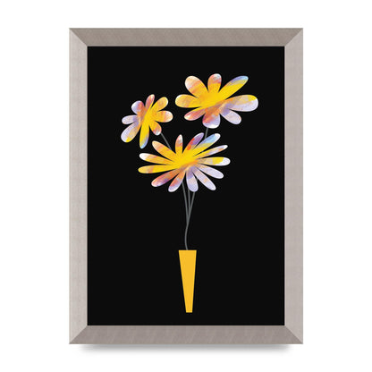 Black Collage Watercolour Vase Wall Art - A4 framed