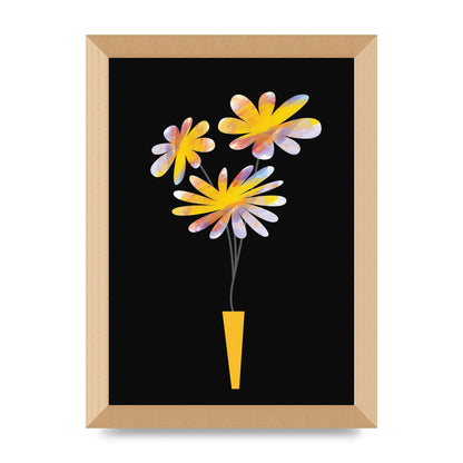 Black Collage Watercolour Vase Wall Art - A4 framed
