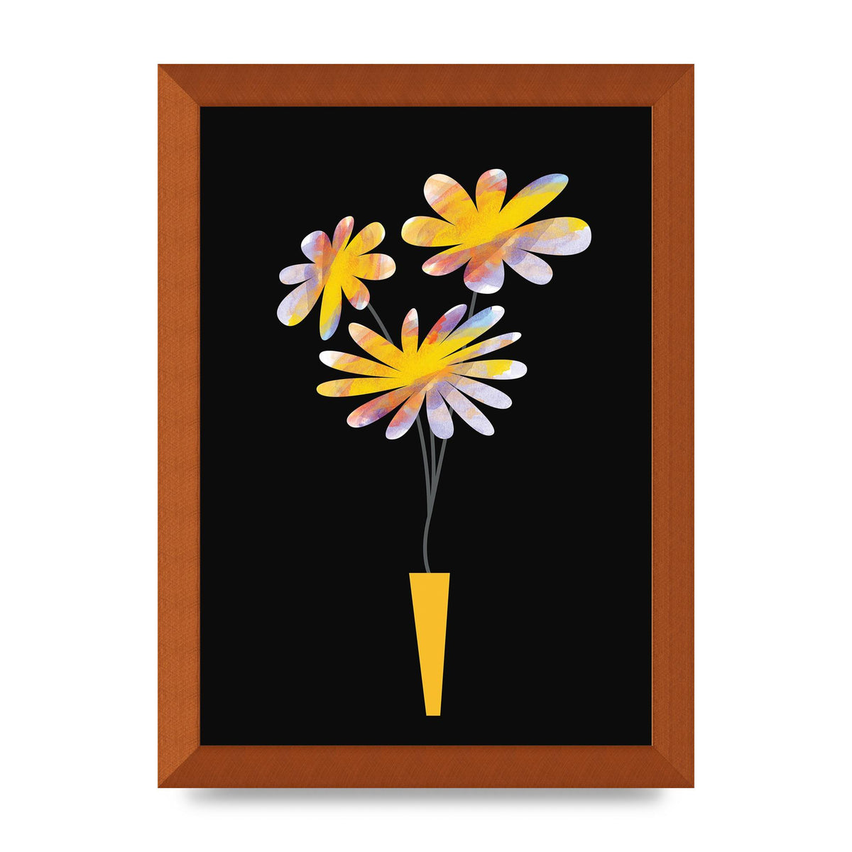 Black Collage Watercolour Vase Wall Art - A4 framed