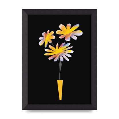Black Collage Watercolour Vase Wall Art - A4 framed
