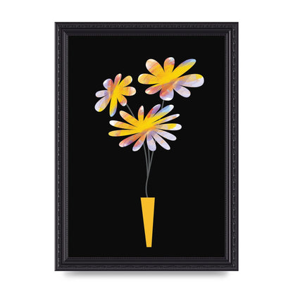 Black Collage Watercolour Vase Wall Art - A4 framed