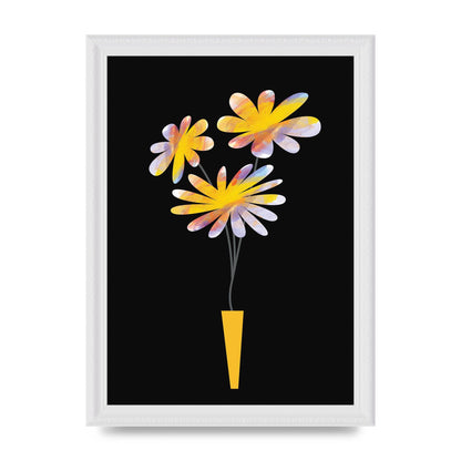 Black Collage Watercolour Vase Wall Art - A4 framed