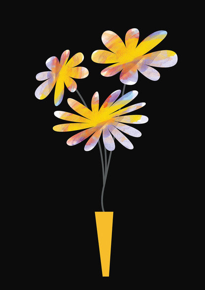 Black Collage Watercolour Vase Wall Art - detail