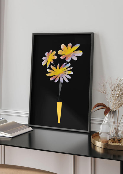 Black Collage Watercolour Vase Wall Art - living room 4