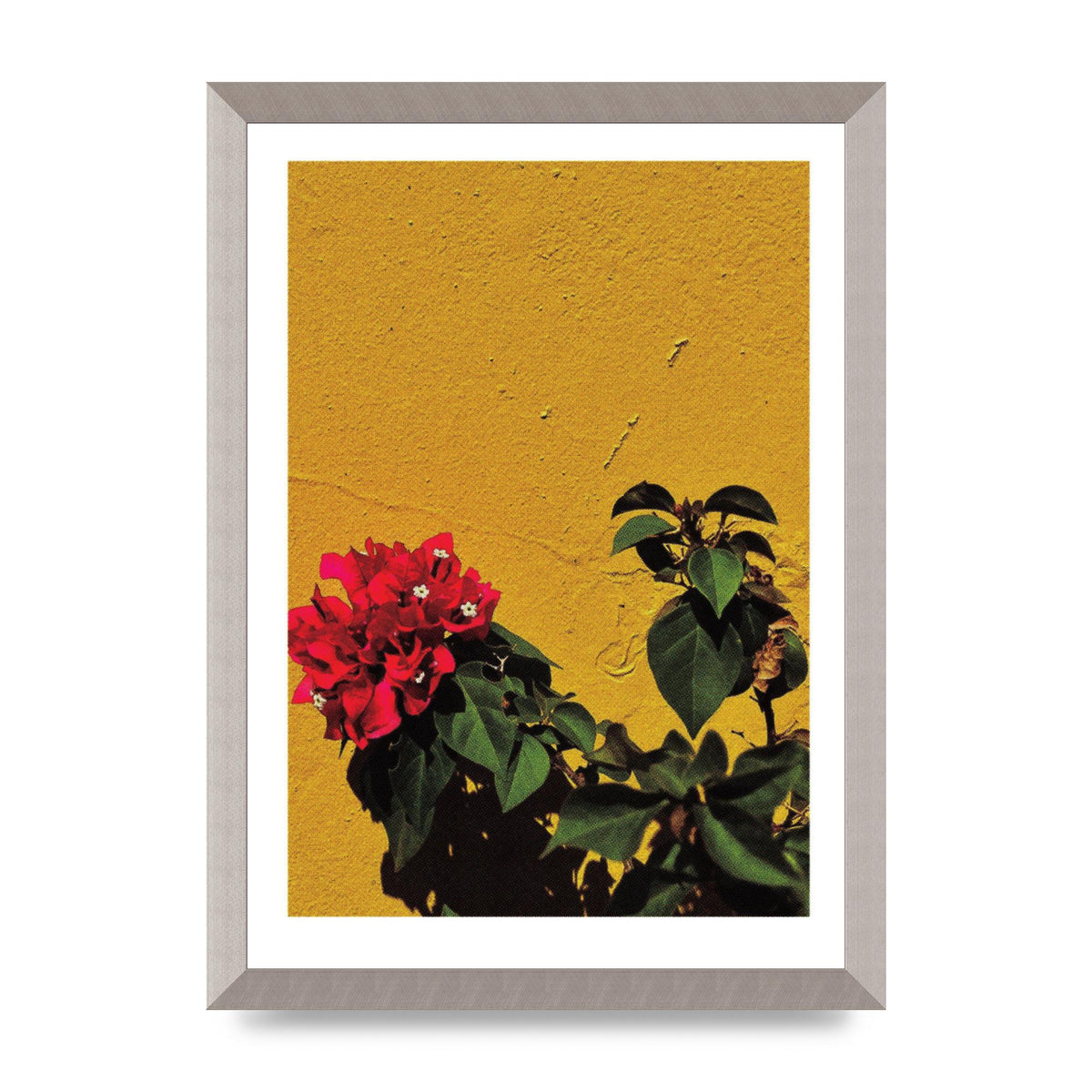 Spanish Flower Halftone Yellow Art For The Home - A3 framed