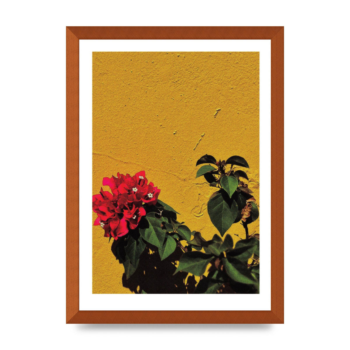 Spanish Flower Halftone Yellow Art For The Home - A3 framed