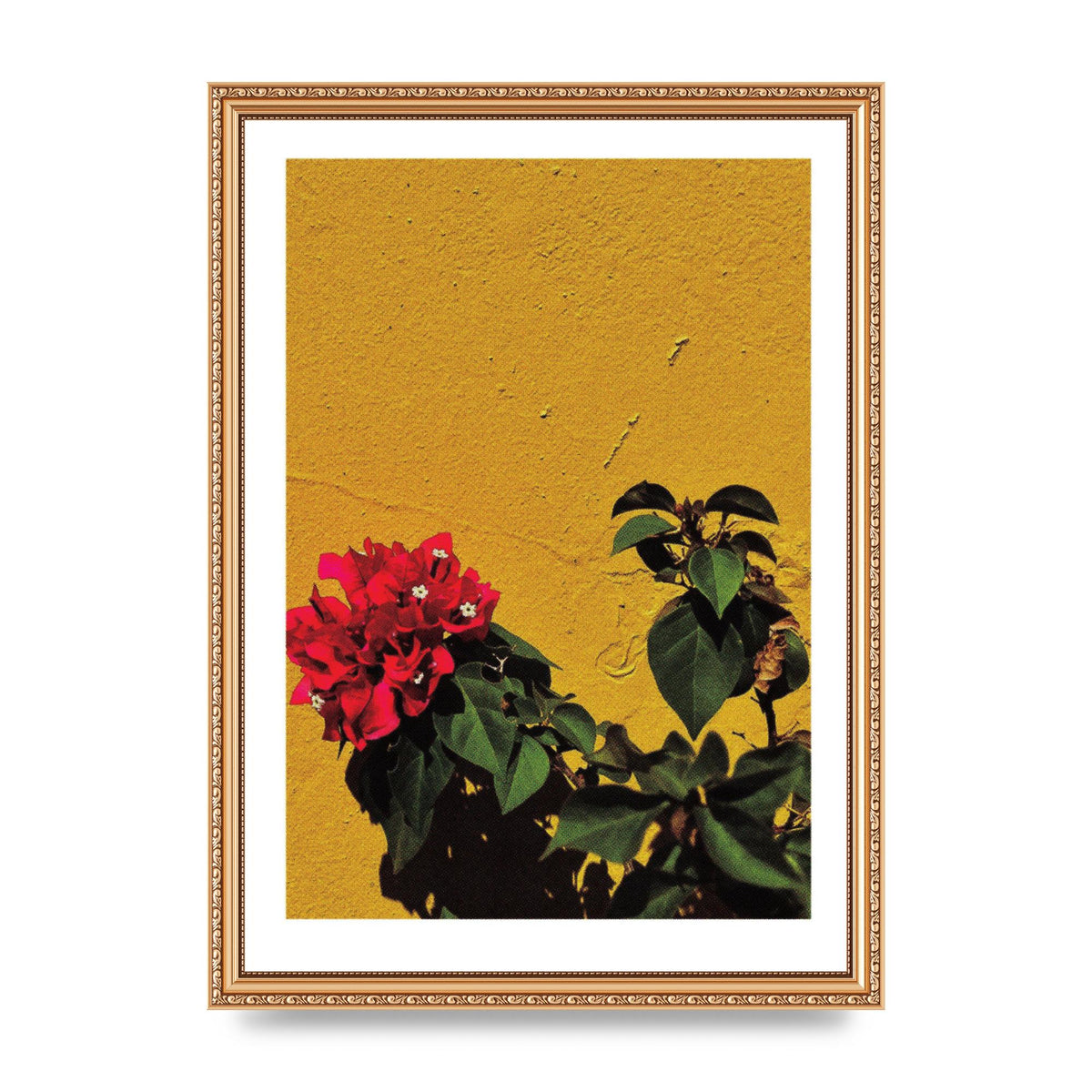 Spanish Flower Halftone Yellow Art For The Home - A3 framed