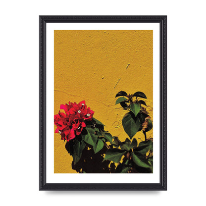Spanish Flower Halftone Yellow Art For The Home - A3 framed