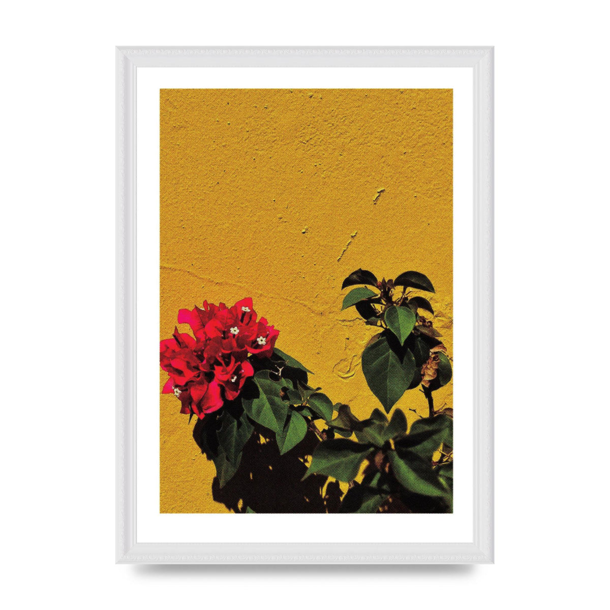 Spanish Flower Halftone Yellow Art For The Home - A3 framed