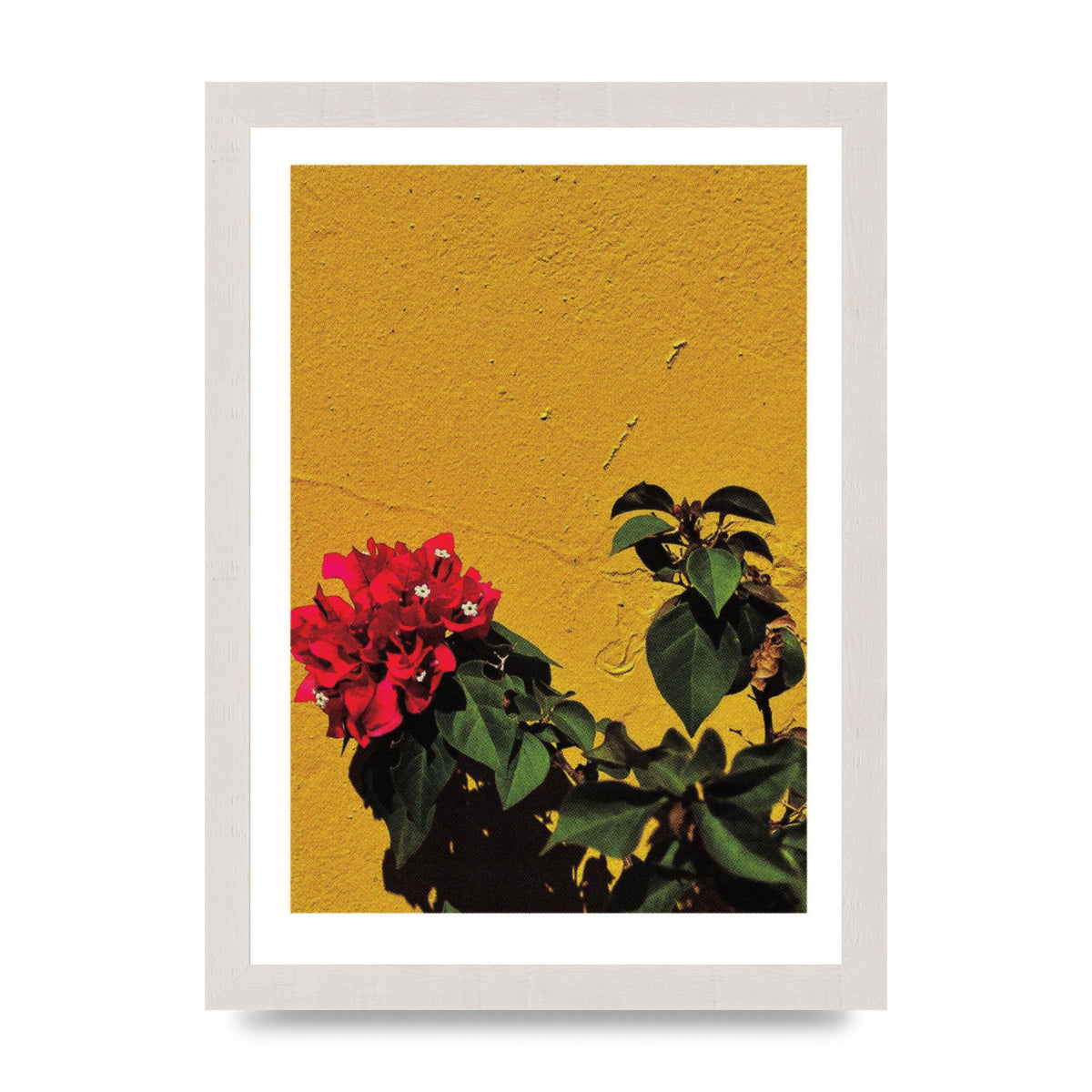 Spanish Flower Halftone Yellow Art For The Home - A4 framed