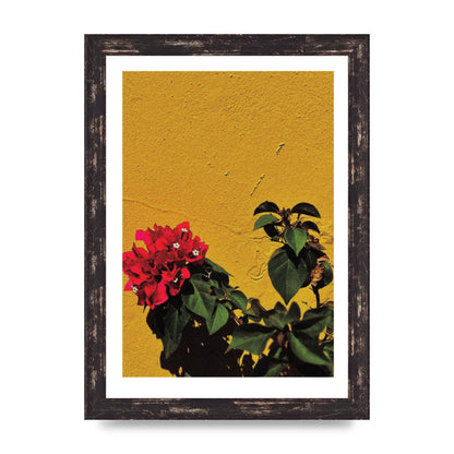 Spanish Flower Halftone Yellow Art For The Home - A4 framed