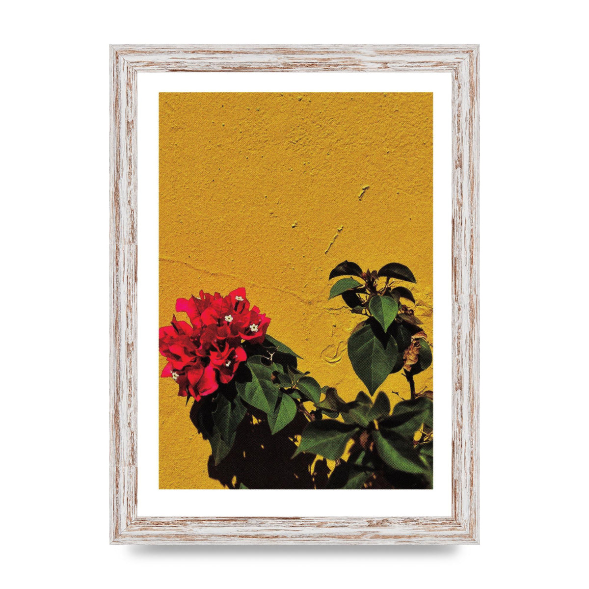 Spanish Flower Halftone Yellow Art For The Home - A4 framed