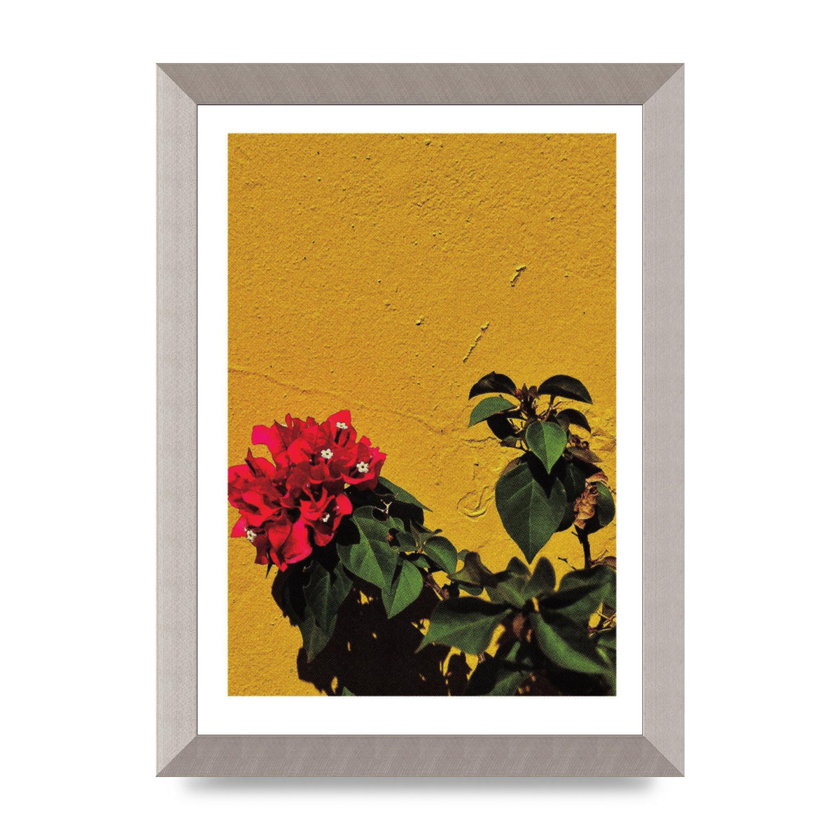 Spanish Flower Halftone Yellow Art For The Home - A4 framed