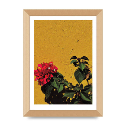 Spanish Flower Halftone Yellow Art For The Home - A4 framed