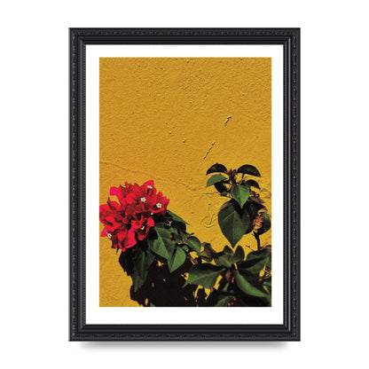 Spanish Flower Halftone Yellow Art For The Home - A4 framed