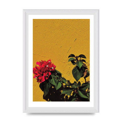 Spanish Flower Halftone Yellow Art For The Home - A4 framed