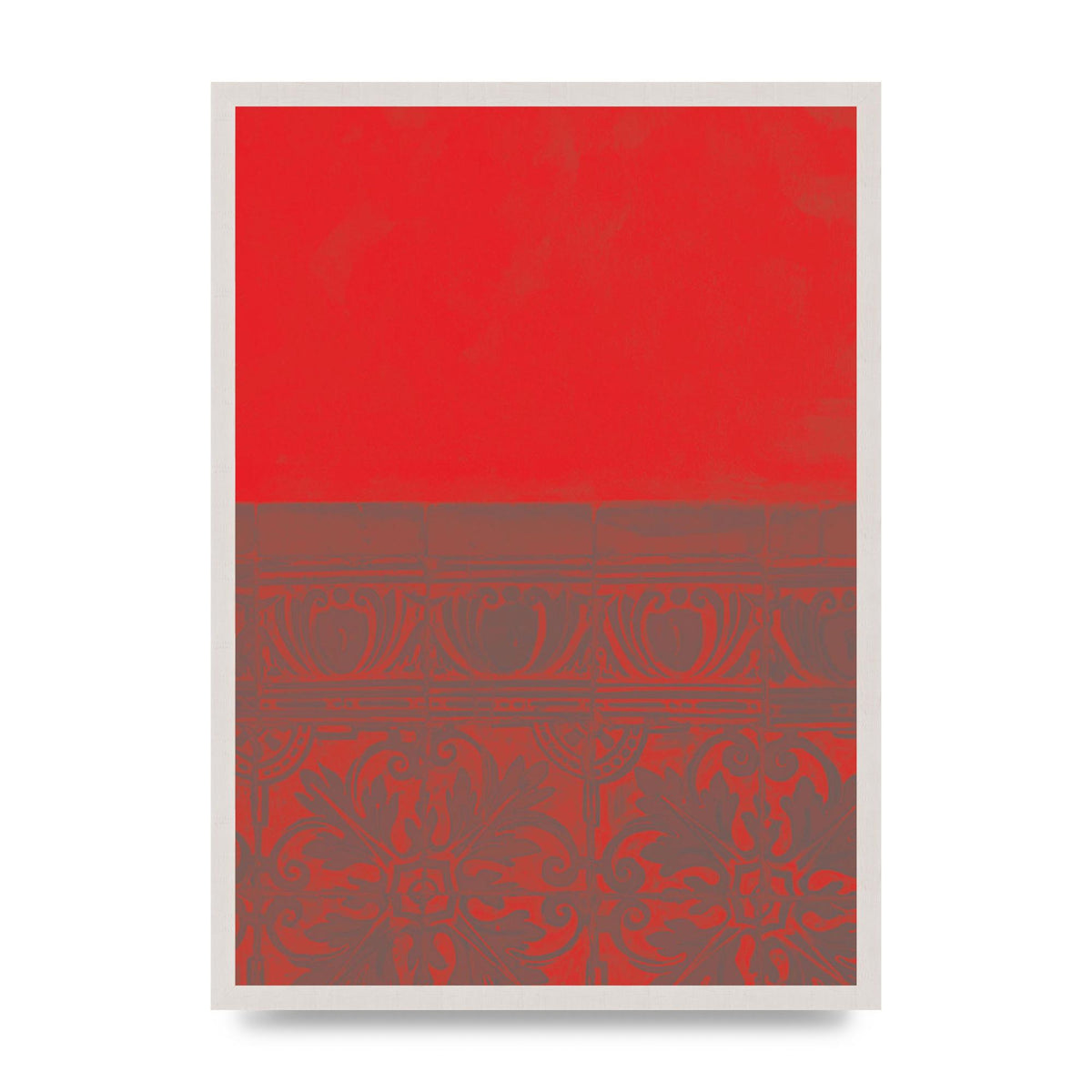 Red Pattern Printed Poster - A2 framed
