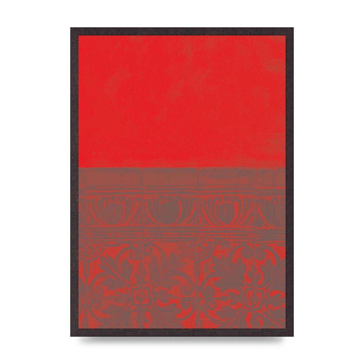 Red Pattern Printed Poster - A2 framed