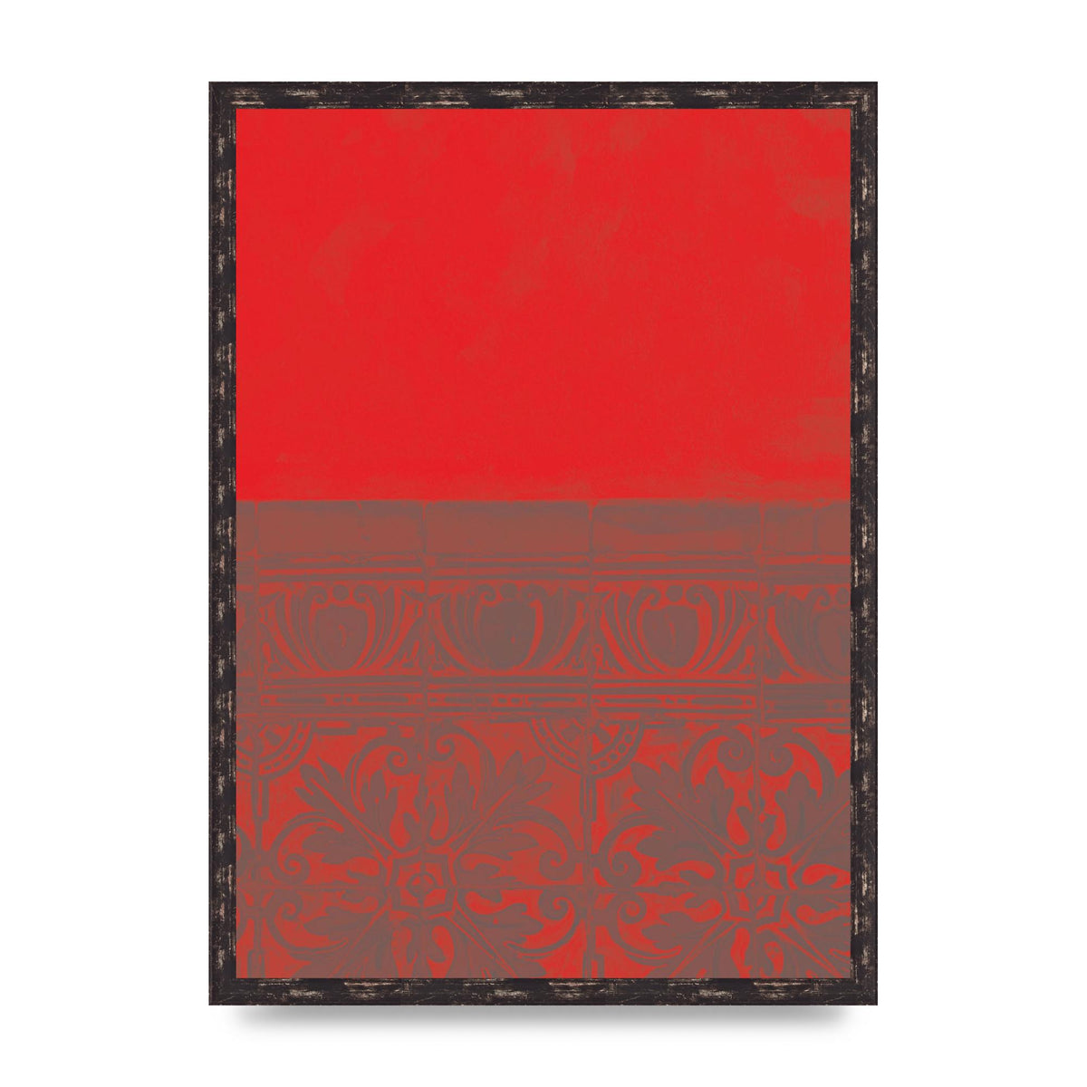 Red Pattern Printed Poster - A2 framed