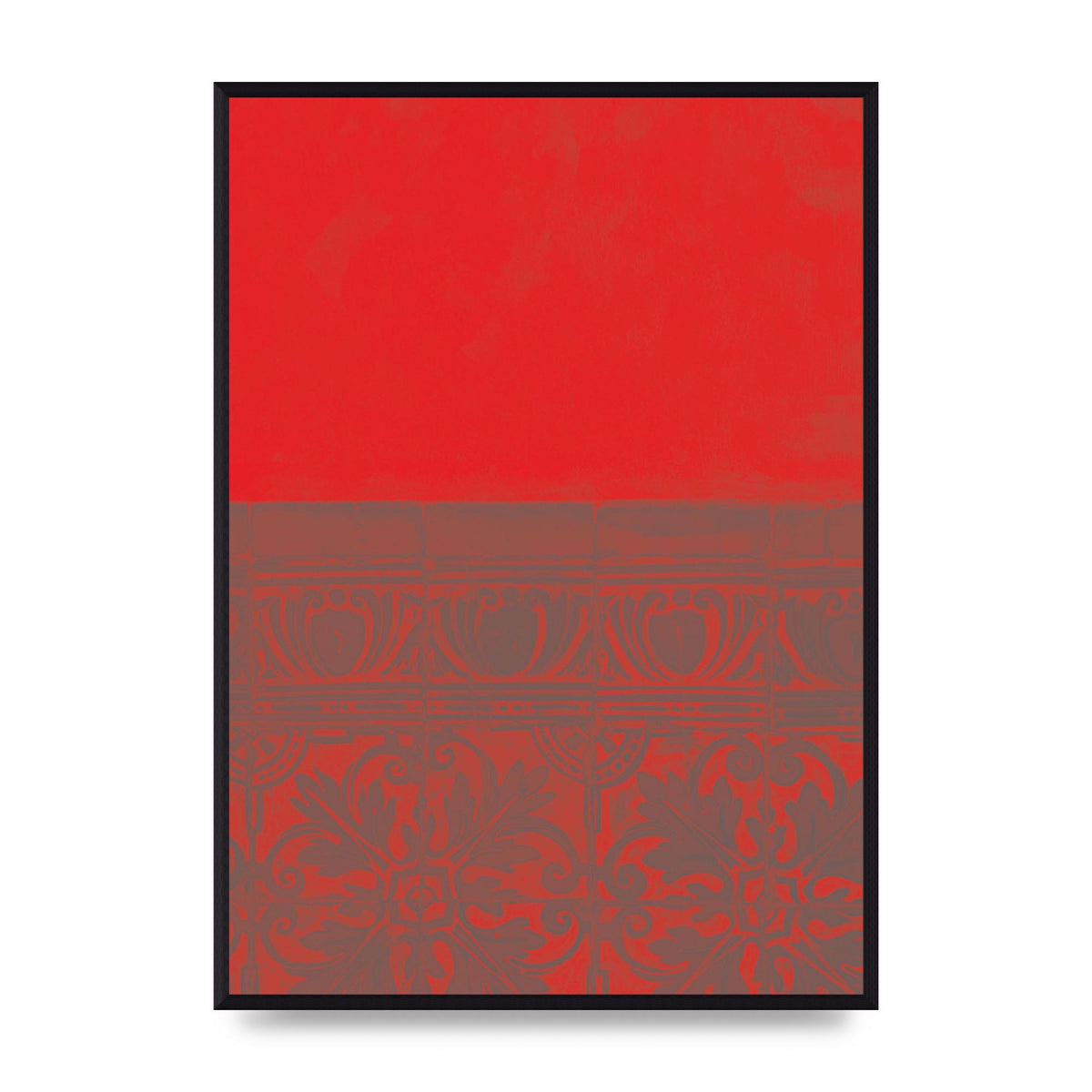 Red Pattern Printed Poster - A2 framed