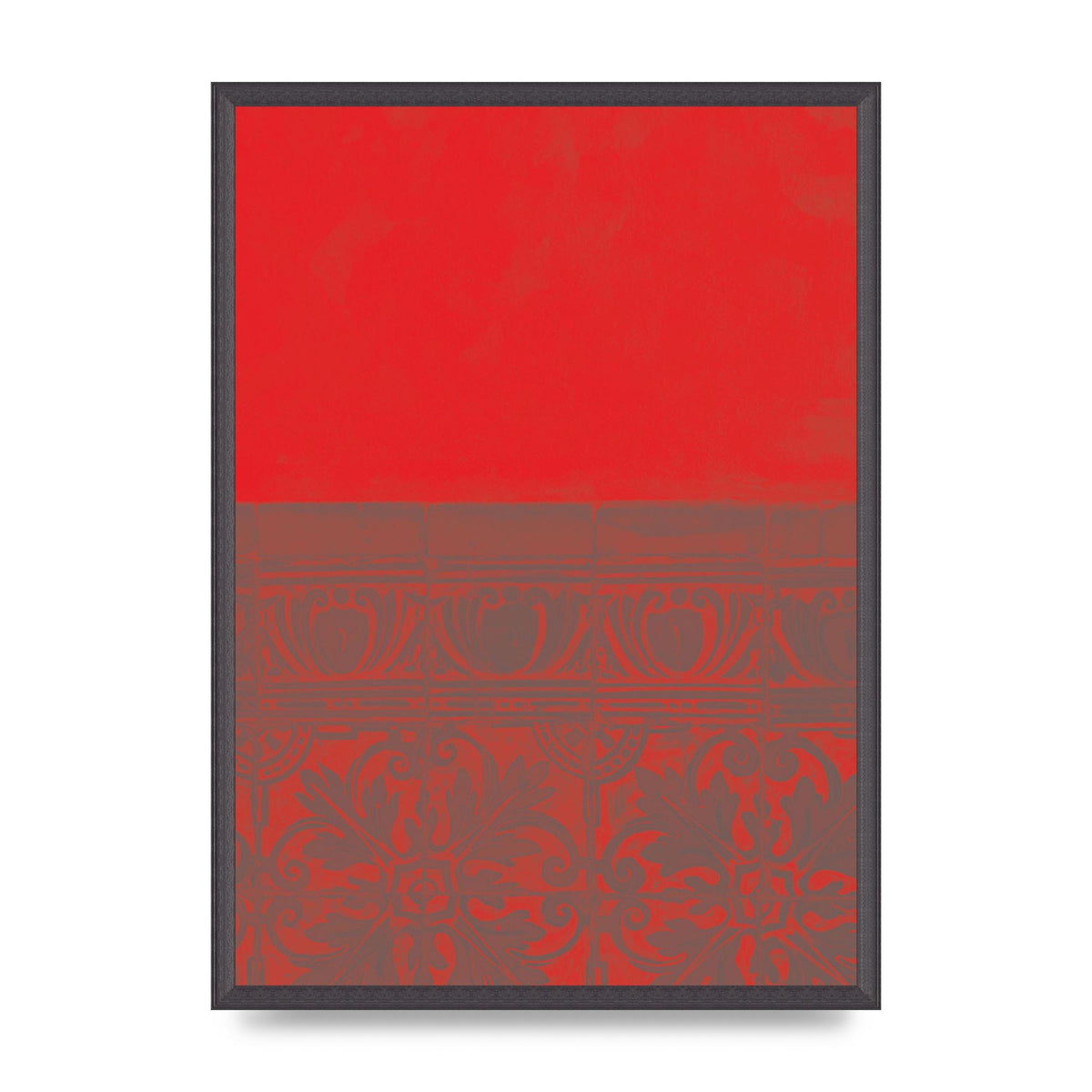 Red Pattern Printed Poster - A2 framed