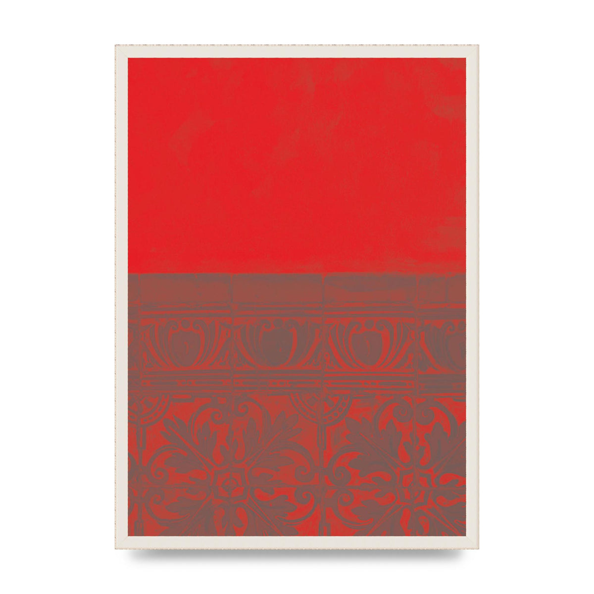 Red Pattern Printed Poster - A2 framed