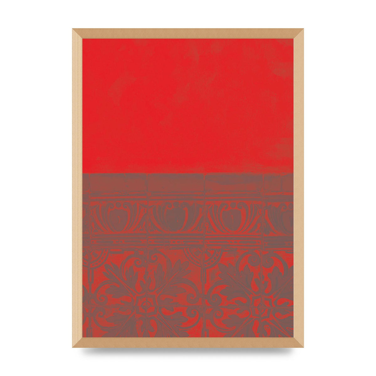 Red Pattern Printed Poster - A2 framed