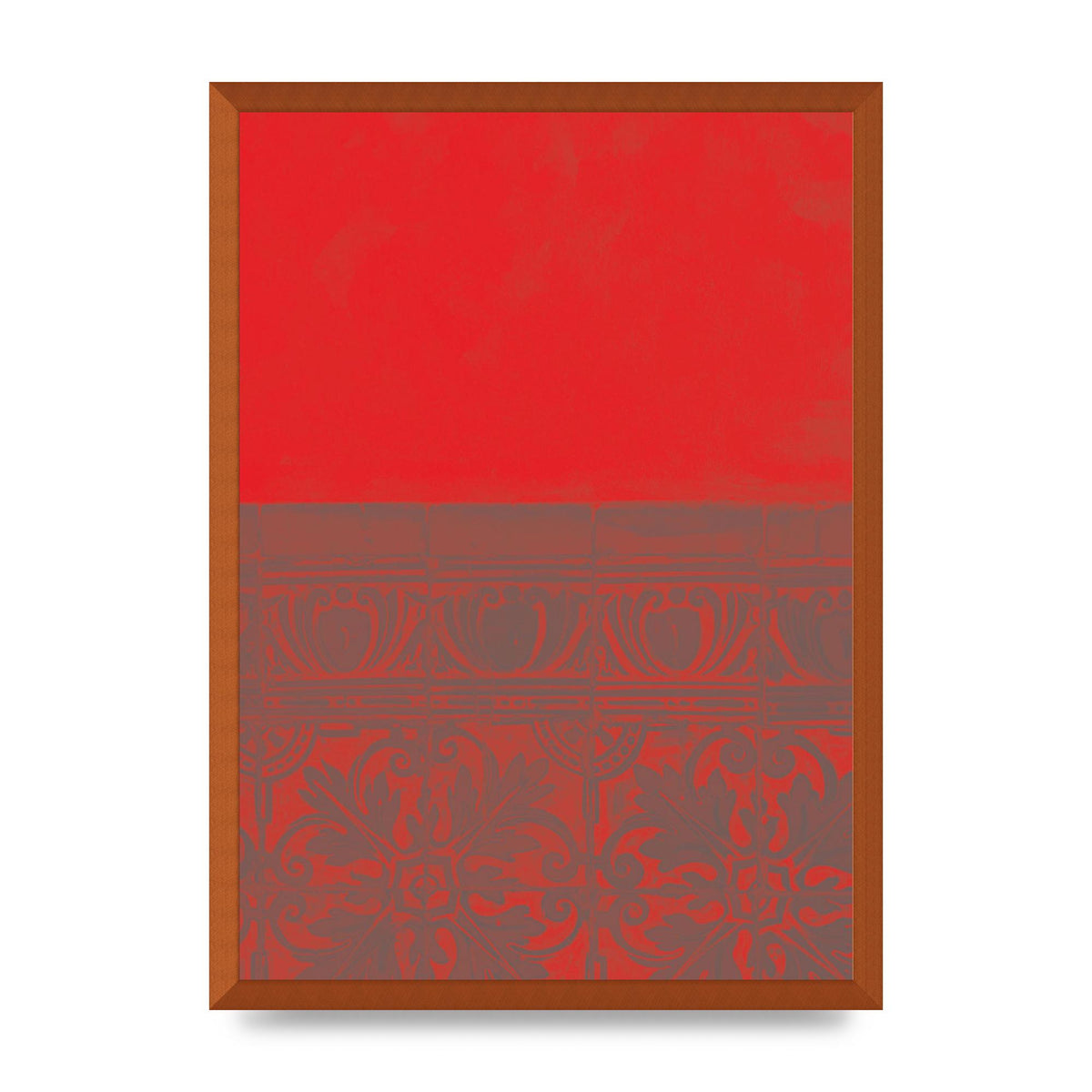 Red Pattern Printed Poster - A2 framed
