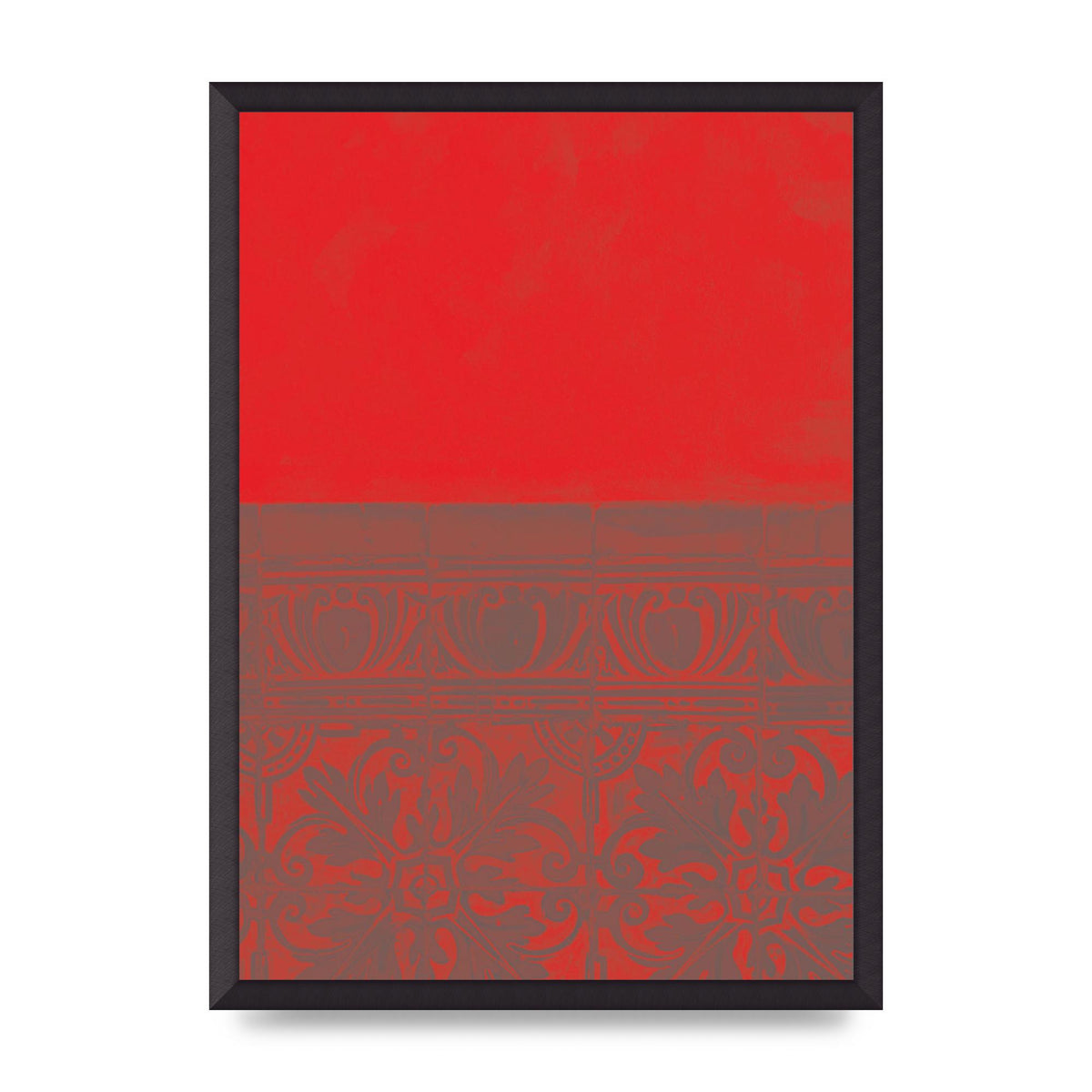 Red Pattern Printed Poster - A2 framed