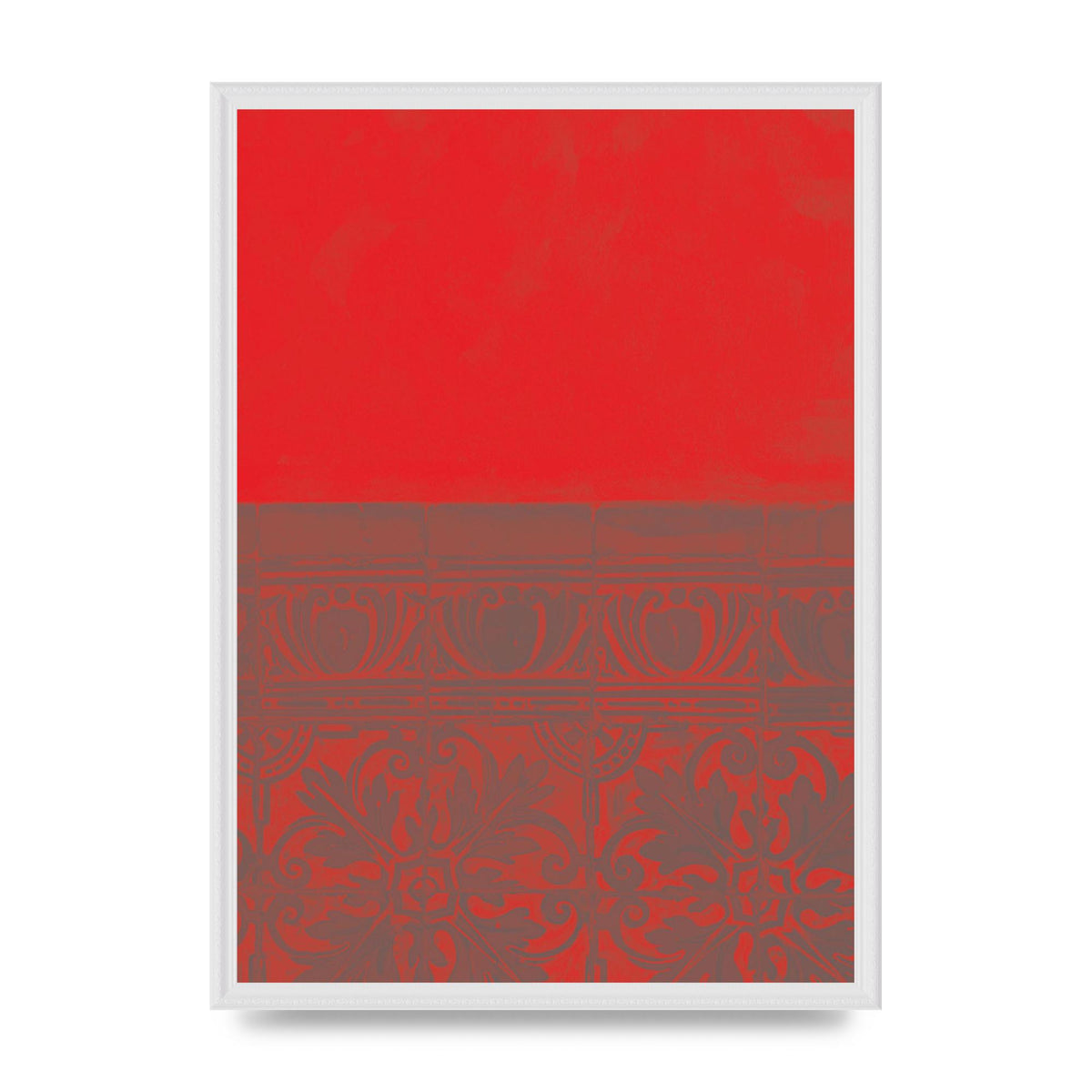 Red Pattern Printed Poster - A2 framed