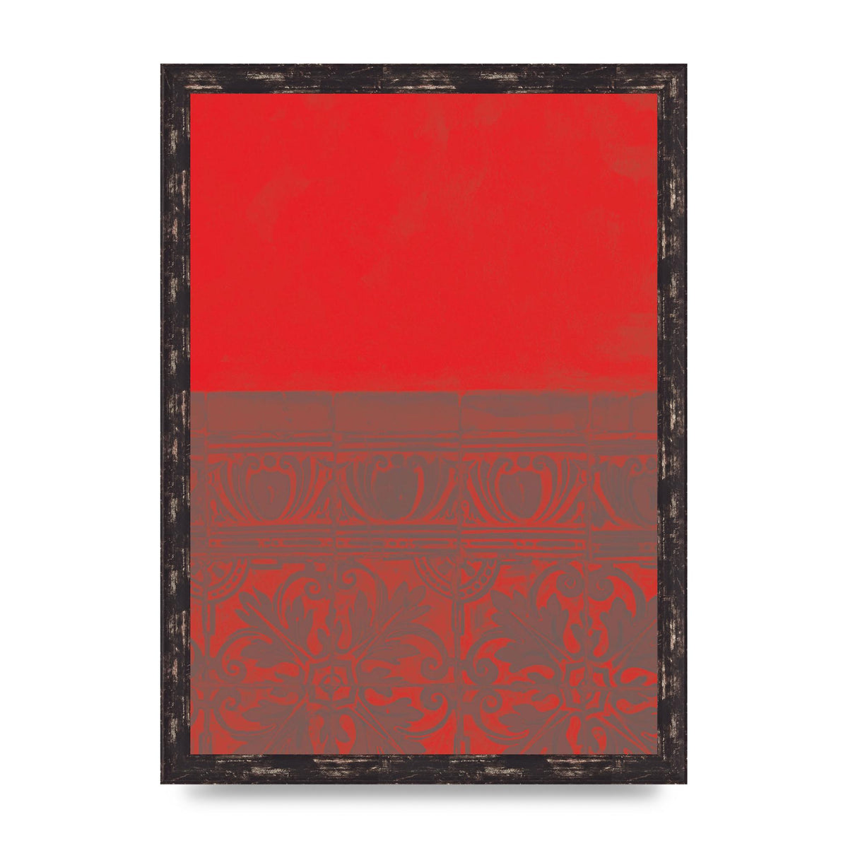 Red Pattern Printed Poster - A3 framed