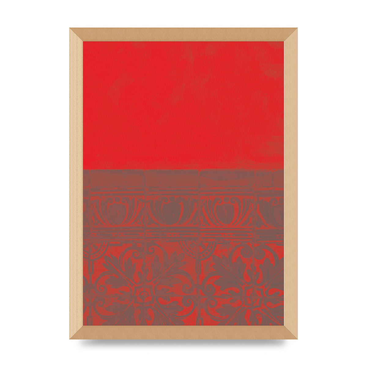 Red Pattern Printed Poster - A3 framed