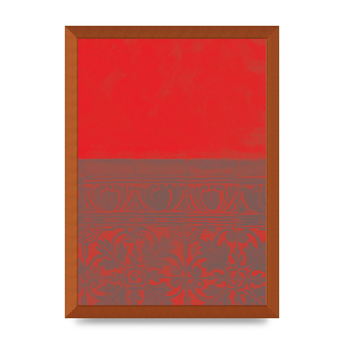 Red Pattern Printed Poster - A3 framed