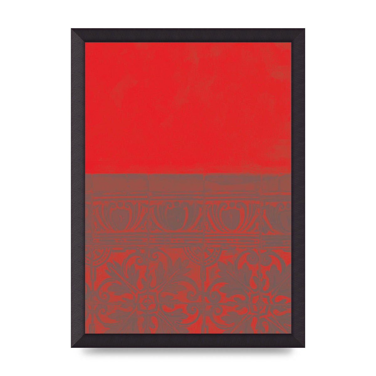 Red Pattern Printed Poster - A3 framed
