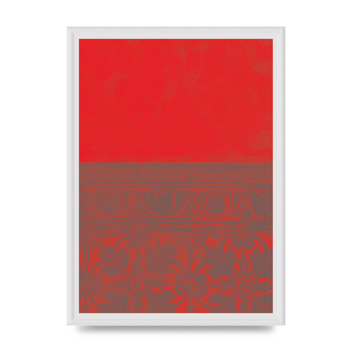 Red Pattern Printed Poster - A3 framed