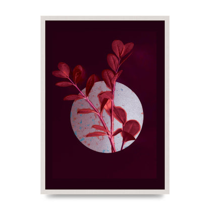Dark Pink Red Flower Printed Poster - A2 framed
