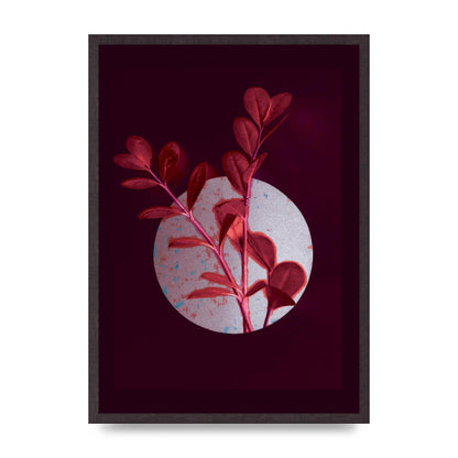 Dark Pink Red Flower Printed Poster - A2 framed