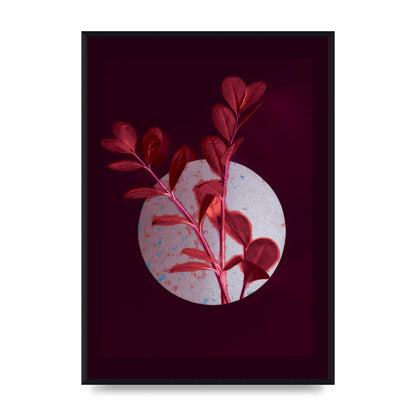 Dark Pink Red Flower Printed Poster - A2 framed