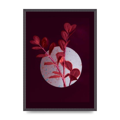 Dark Pink Red Flower Printed Poster - A2 framed