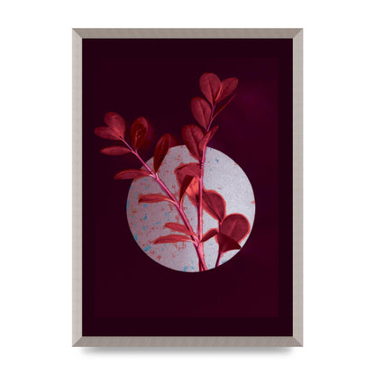 Dark Pink Red Flower Printed Poster - A2 framed