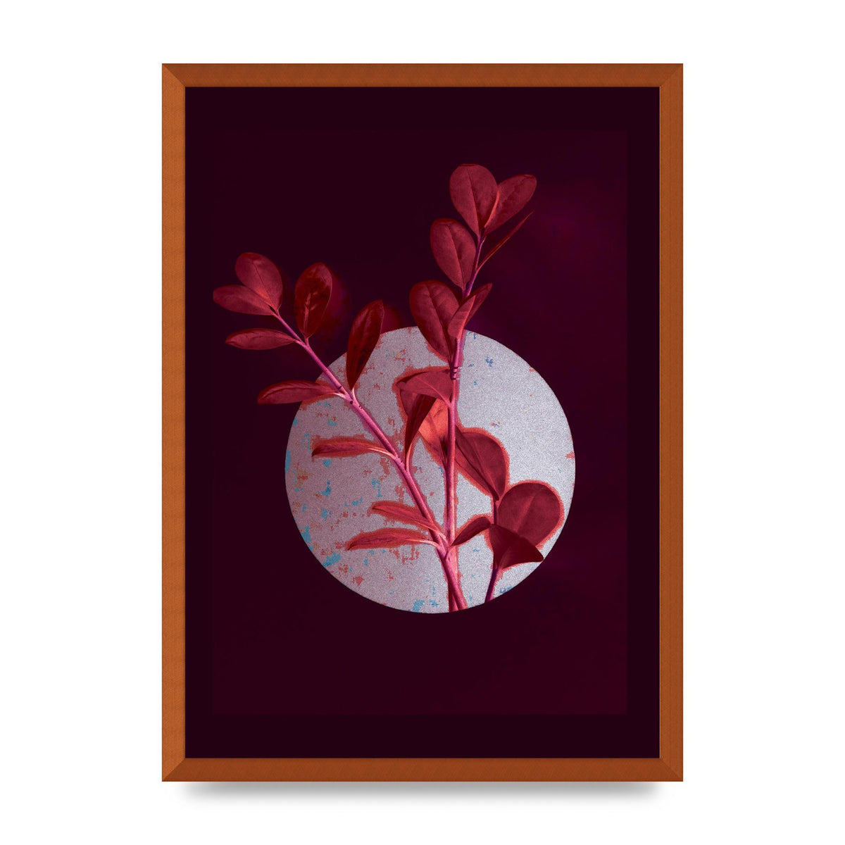 Dark Pink Red Flower Printed Poster - A2 framed