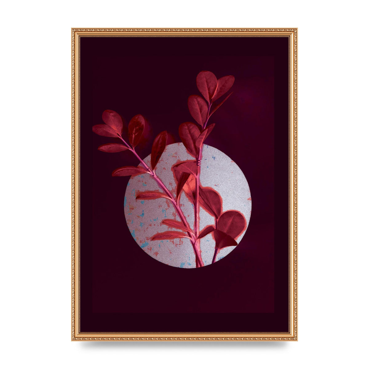 Dark Pink Red Flower Printed Poster - A2 framed