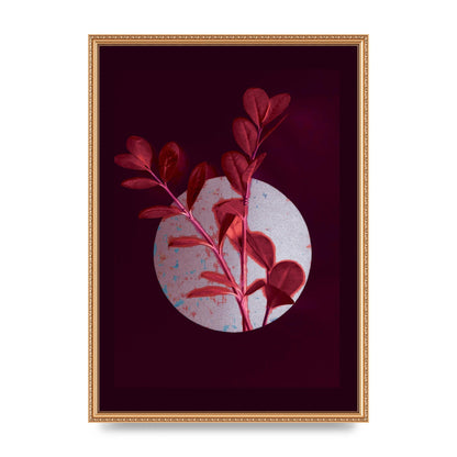 Dark Pink Red Flower Printed Poster - A2 framed