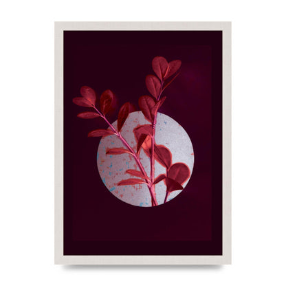 Dark Pink Red Flower Printed Poster - A3 framed