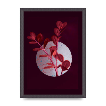 Dark Pink Red Flower Printed Poster - A3 framed