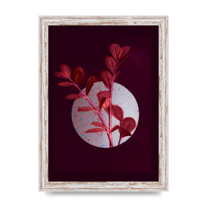 Dark Pink Red Flower Printed Poster - A4 framed