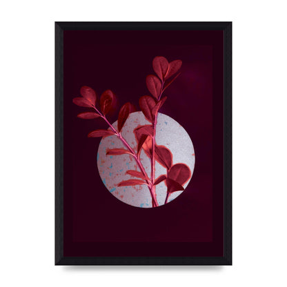 Dark Pink Red Flower Printed Poster - A4 framed