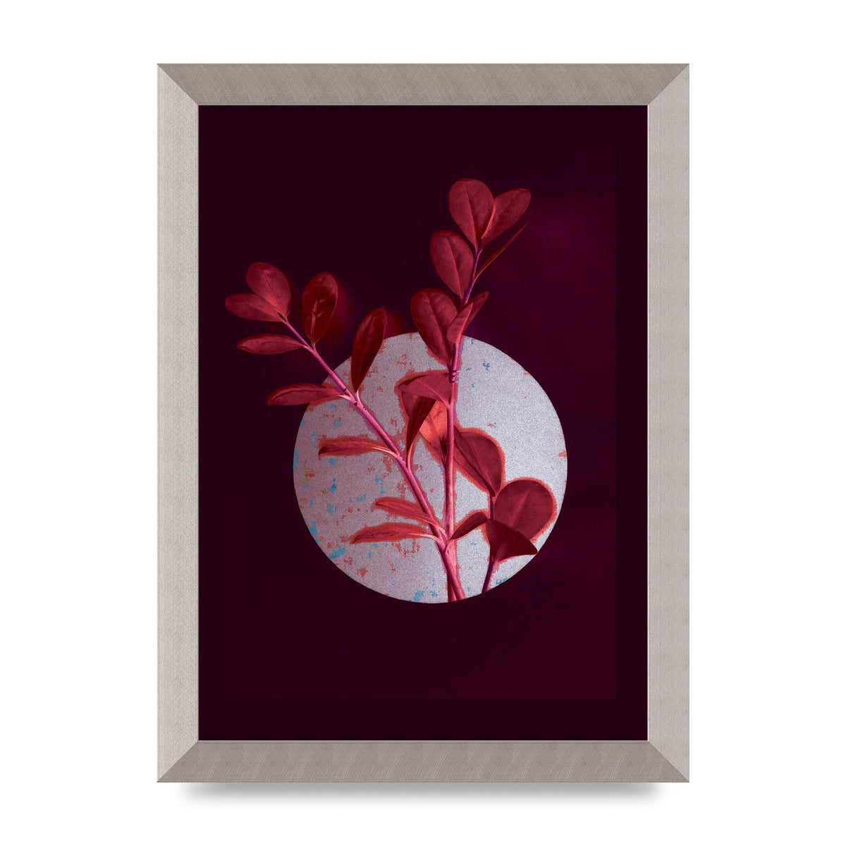 Dark Pink Red Flower Printed Poster - A4 framed