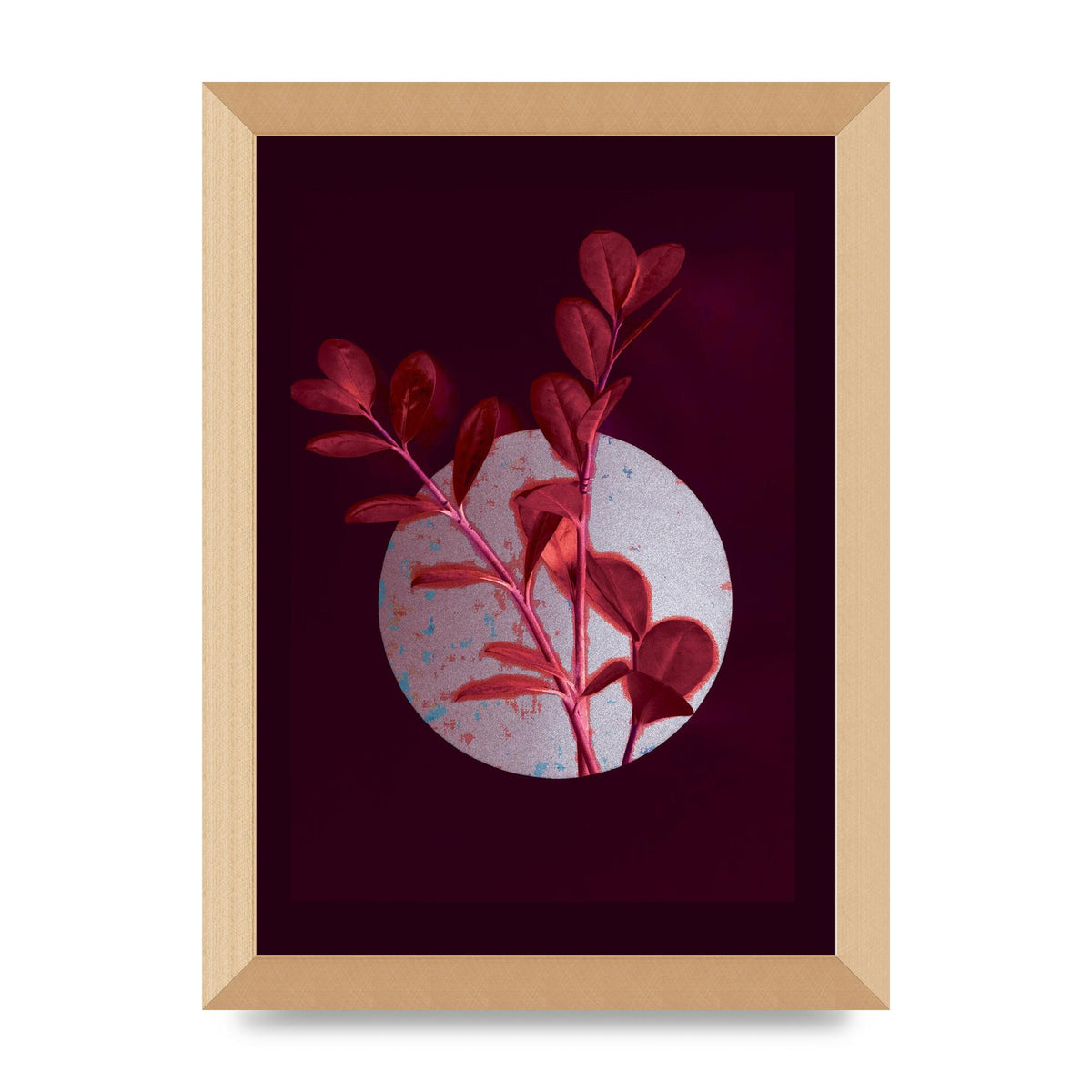 Dark Pink Red Flower Printed Poster - A4 framed